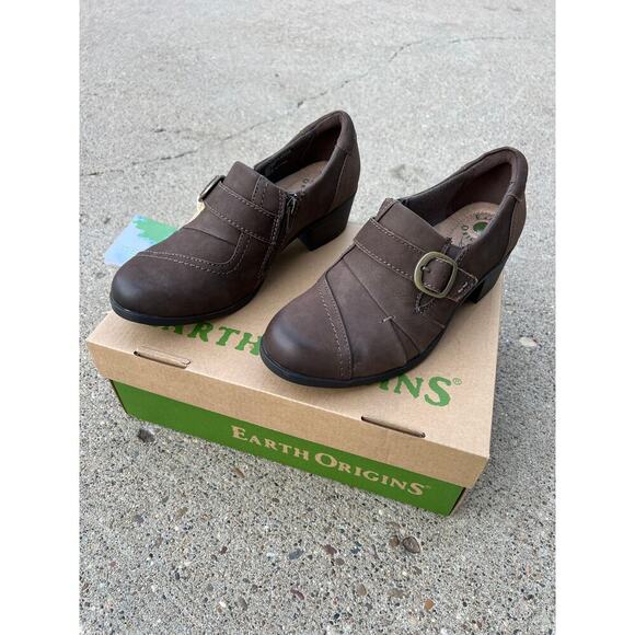 Earth Origins Dylan brown leather slip on casual shoes/booties, women's size 9 - Picture 2 of 11
